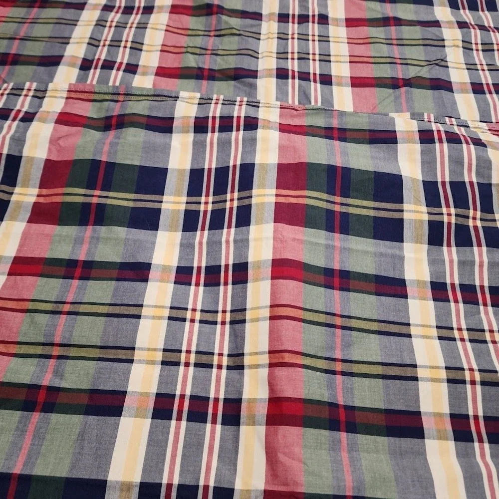 LAUREN RALPH LAUREN Plaid Zippered King Pillow Shams (2) Americana Red Navy